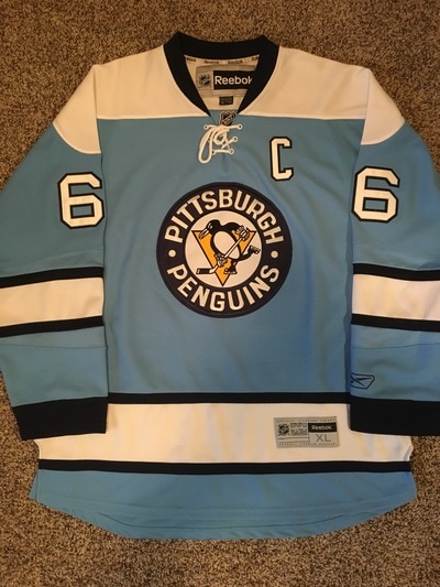 Men's Pittsburgh Penguins Mario Lemieux Reebok Authentic Third Vintage  Jersey - Navy Blue